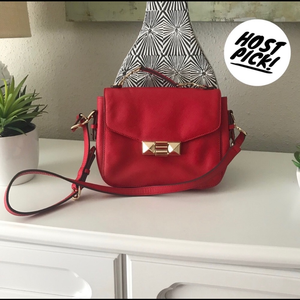 Ann Taylor Red Leather Crossbody/Shoulder Bag
